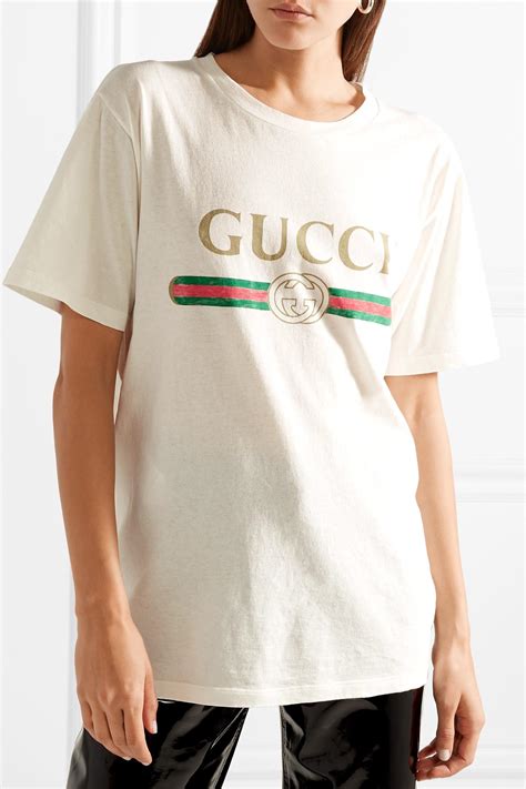 gucci printed shirt|GUCCI Distressed Printed Cotton.